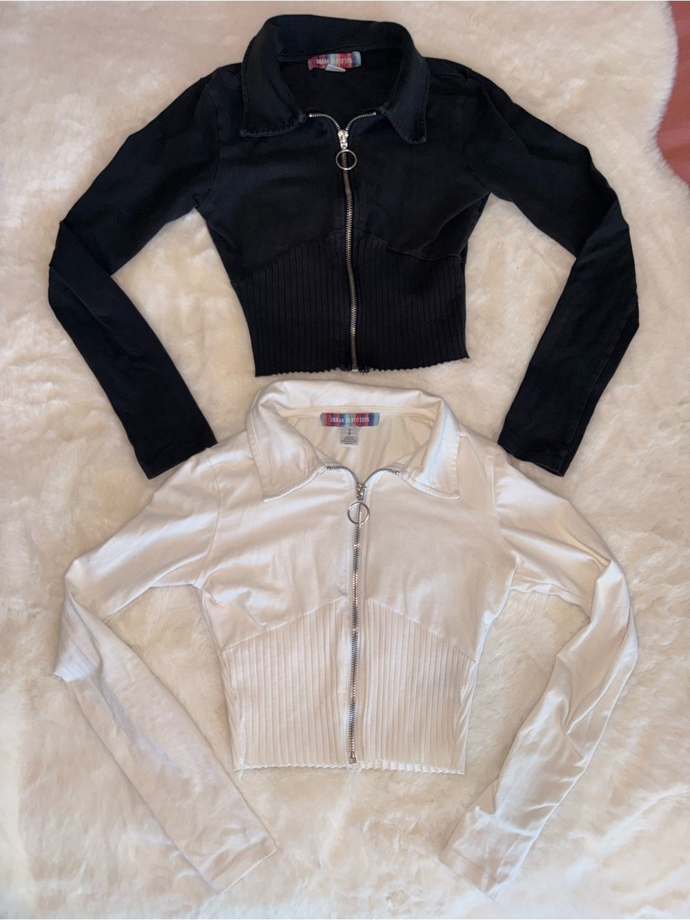 Urban Outfitters Zip Front Crop Jacket Bundle Black White XS/S 🖤🤍